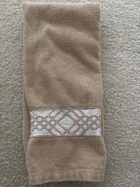 Sherry Kline Merrill Beige Embellished Decorative Hand Towel